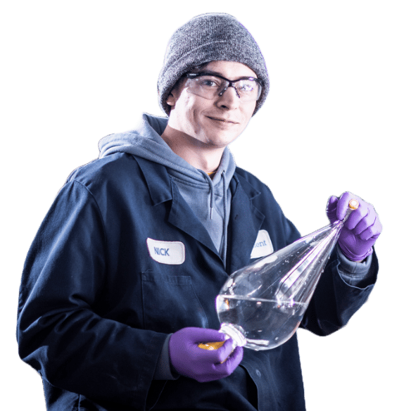 Environmental testing scientist analyzing chemical samples in Element laboratory