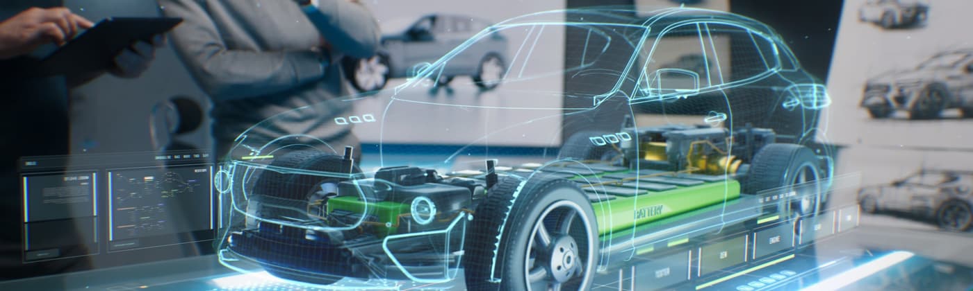 Digital simulation visual of a vehicle representing simulations by Element Digital Engineering