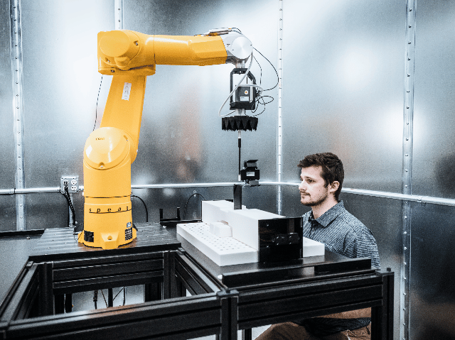 Element engineer monitoring SAR equipment during technology testing